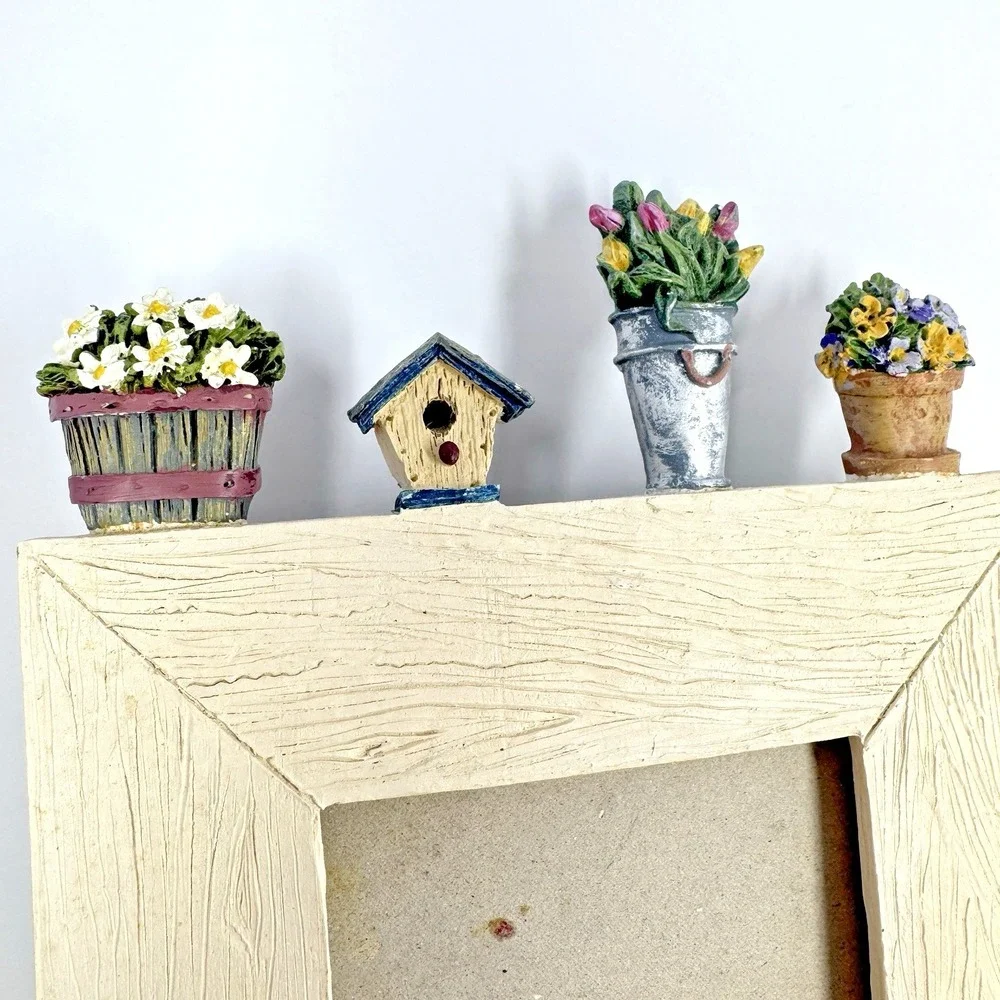 Miniature Garden Picture Frame‎ Flower Pots Birdhouse Decor Cottagecore Frame
